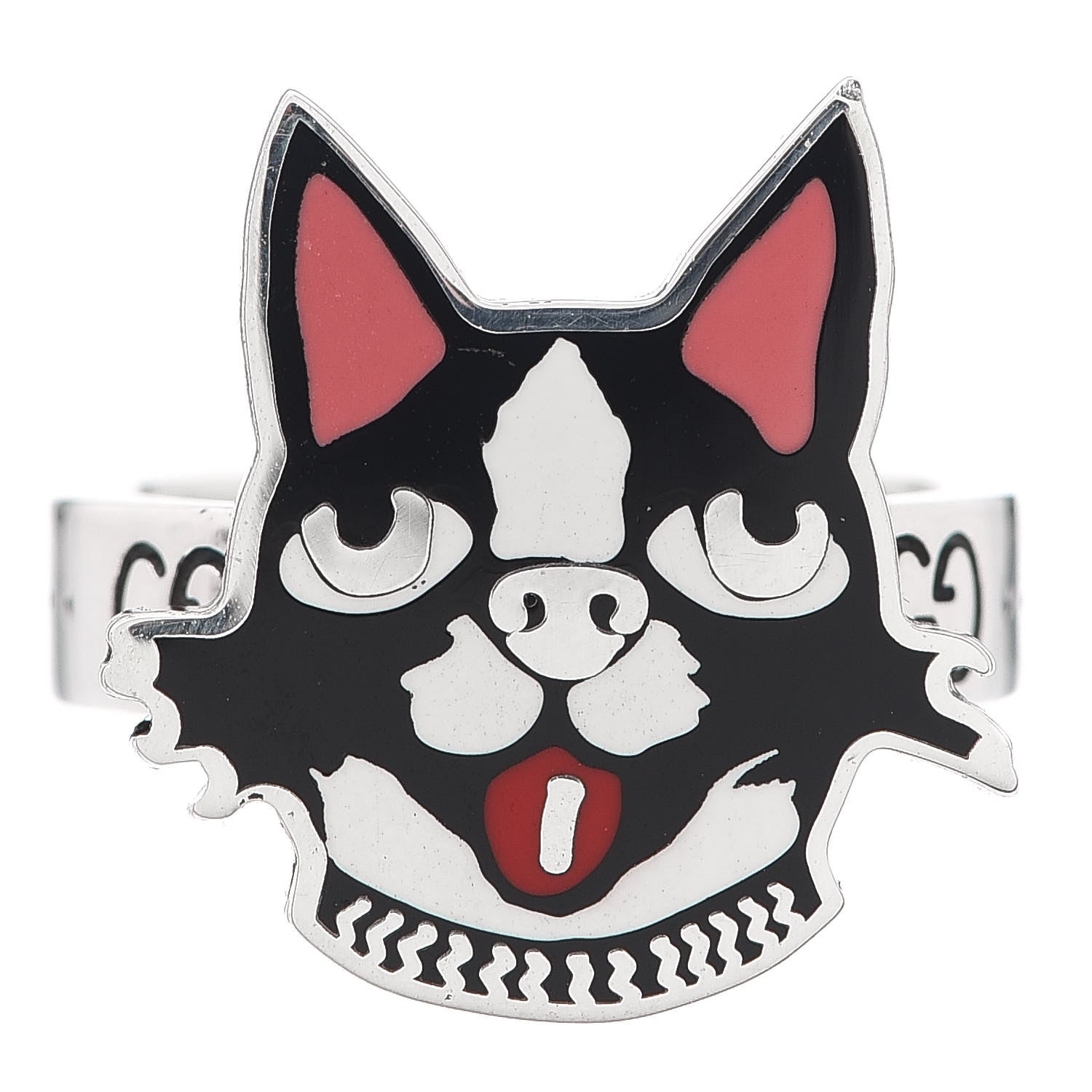 Gucci Sterling Silver Enamel Bosco Ring 58 8.25 1 of 6