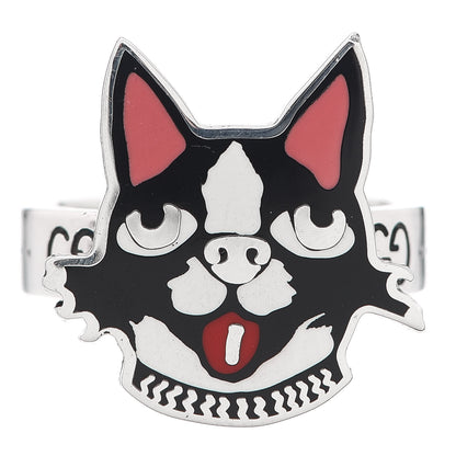 Gucci Sterling Silver Enamel Bosco Ring 58 8.25 1 of 6