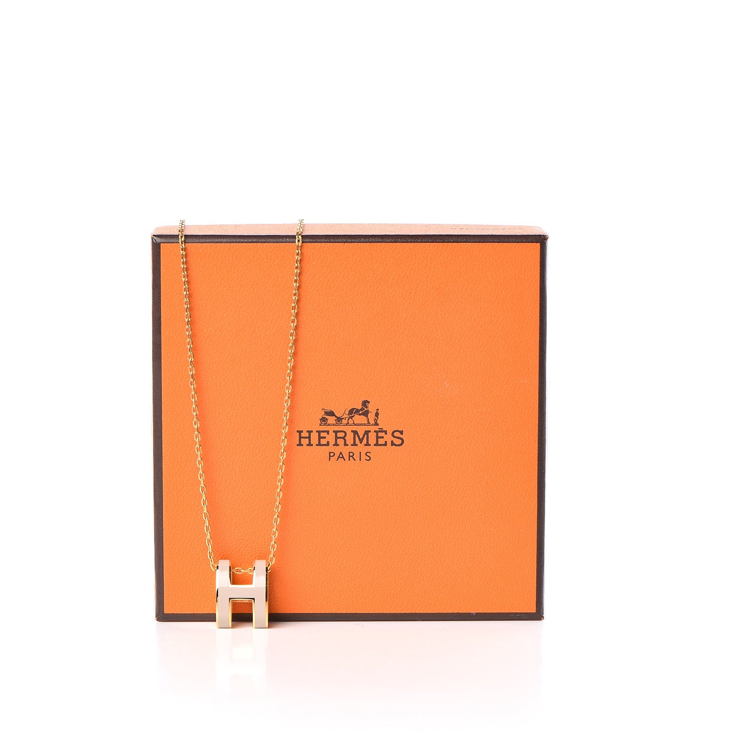 Lacquered Gold Pop H Pendant Necklace Marron Glace