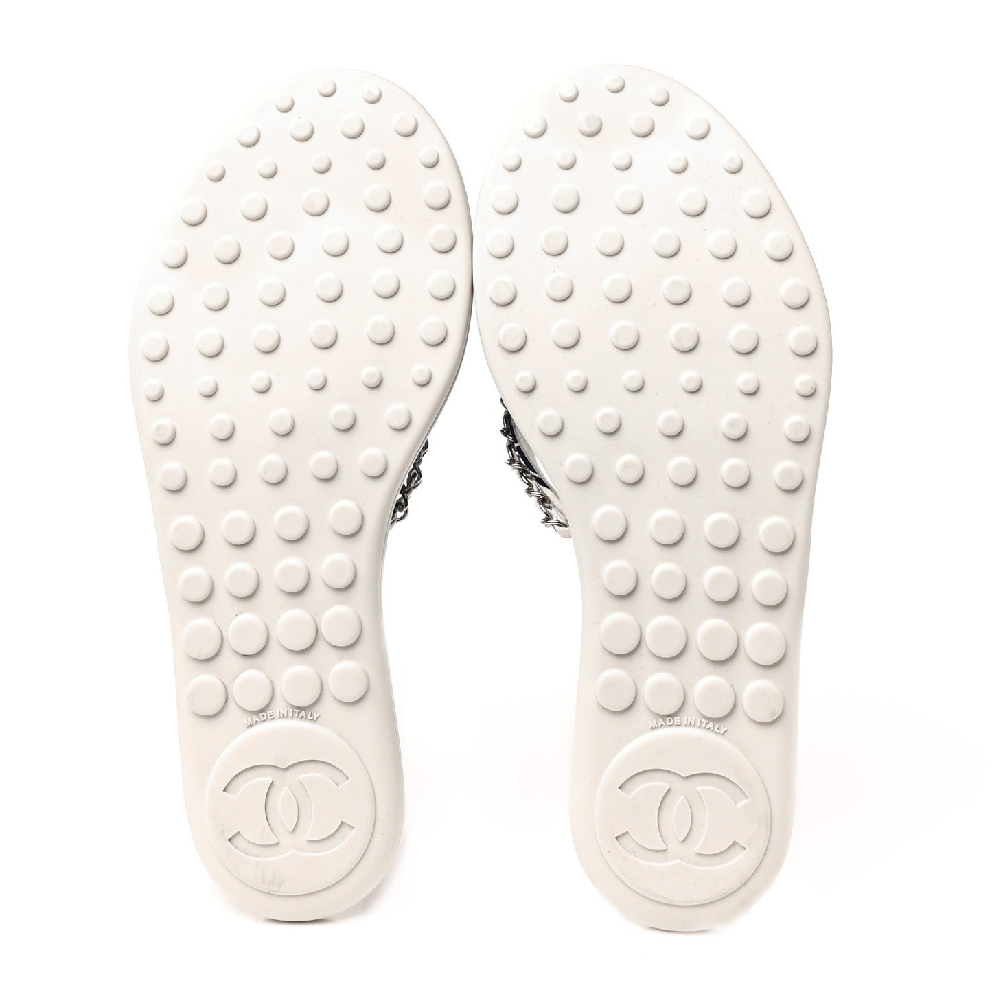 Canvas CC Chain Thong Sandals 39 Blue White
