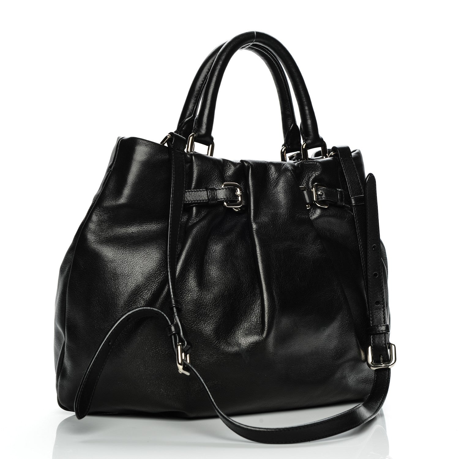 Prada Deerskin Shoulder Bag Black 3 of 8