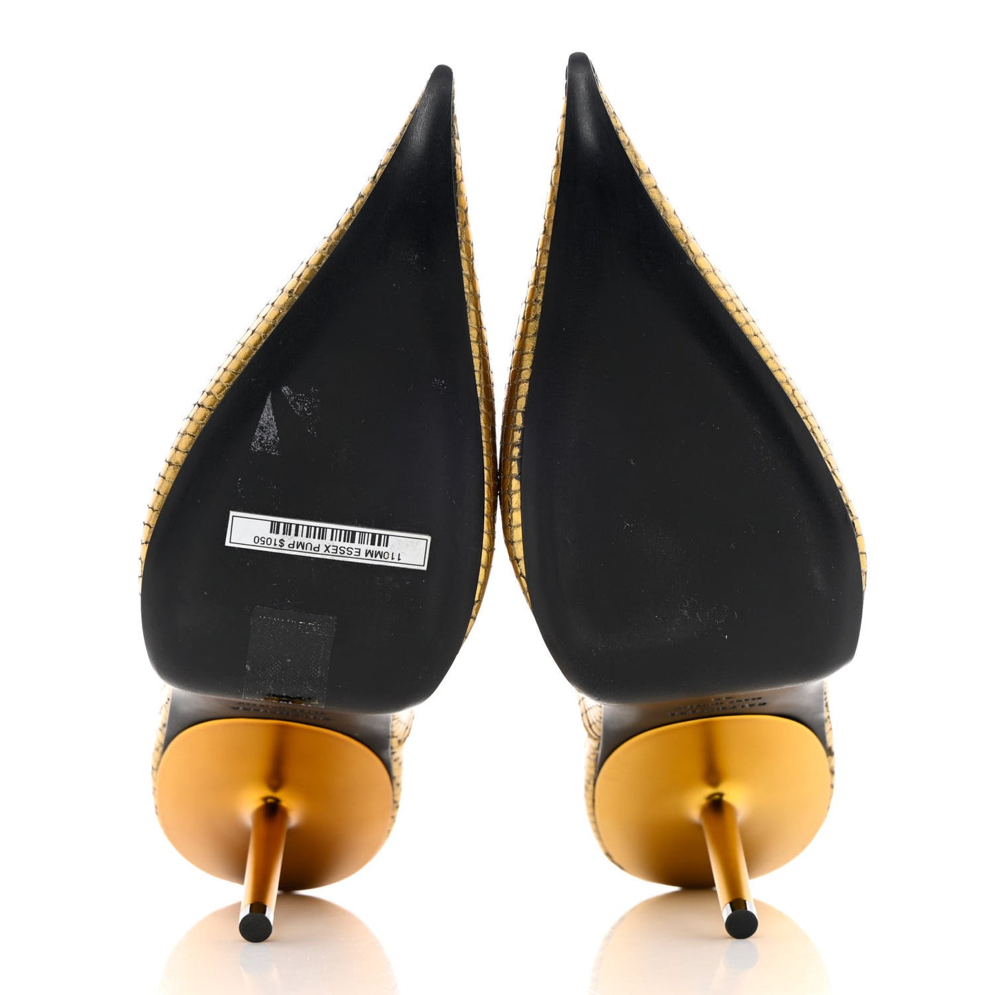 Metallic Calfskin Snakeskin Embossed Essex 110mm Pumps 36 Gold