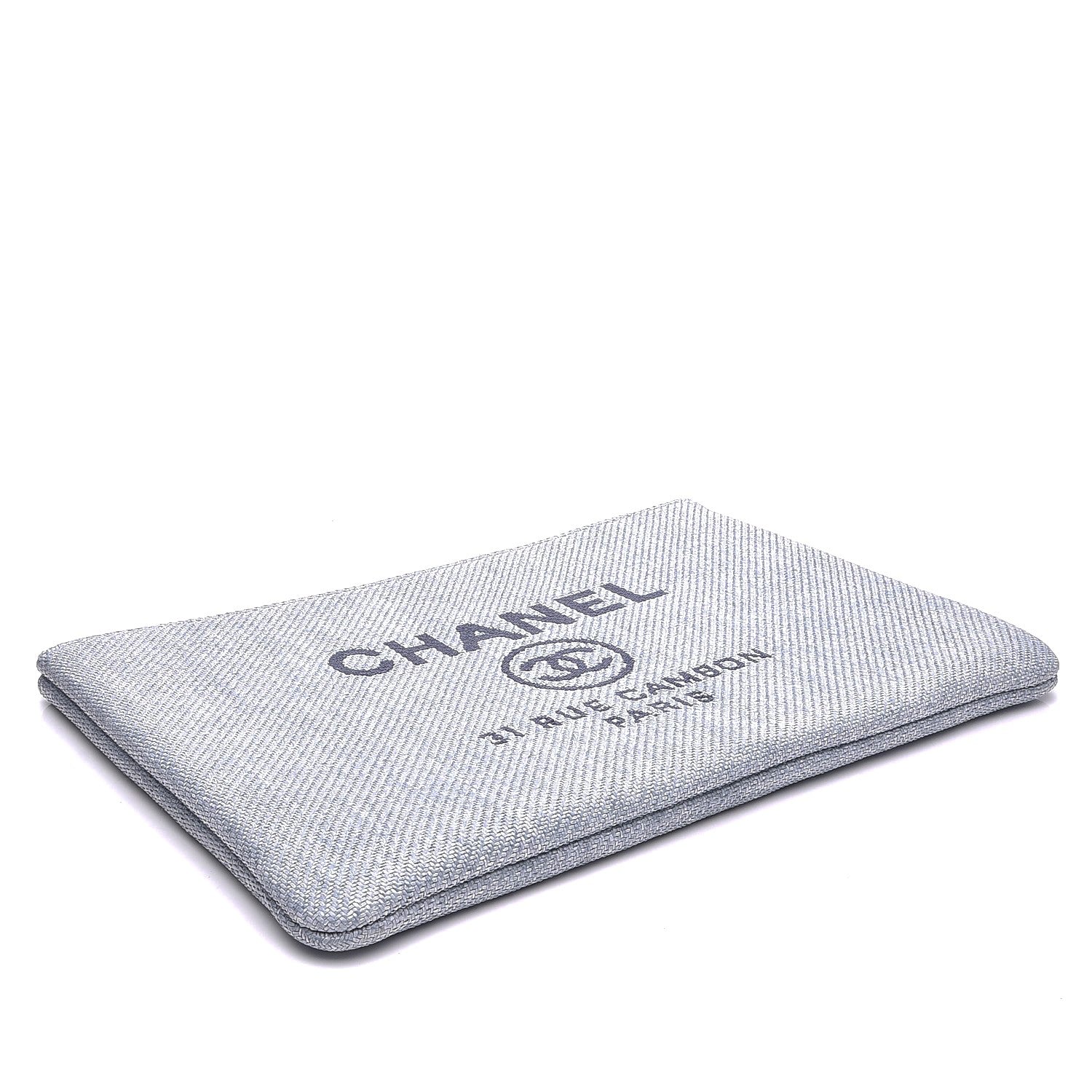 Chanel Canvas Large Deauville Pouch Blue 5 of 8
