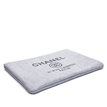 Chanel Canvas Large Deauville Pouch Blue 5 of 8