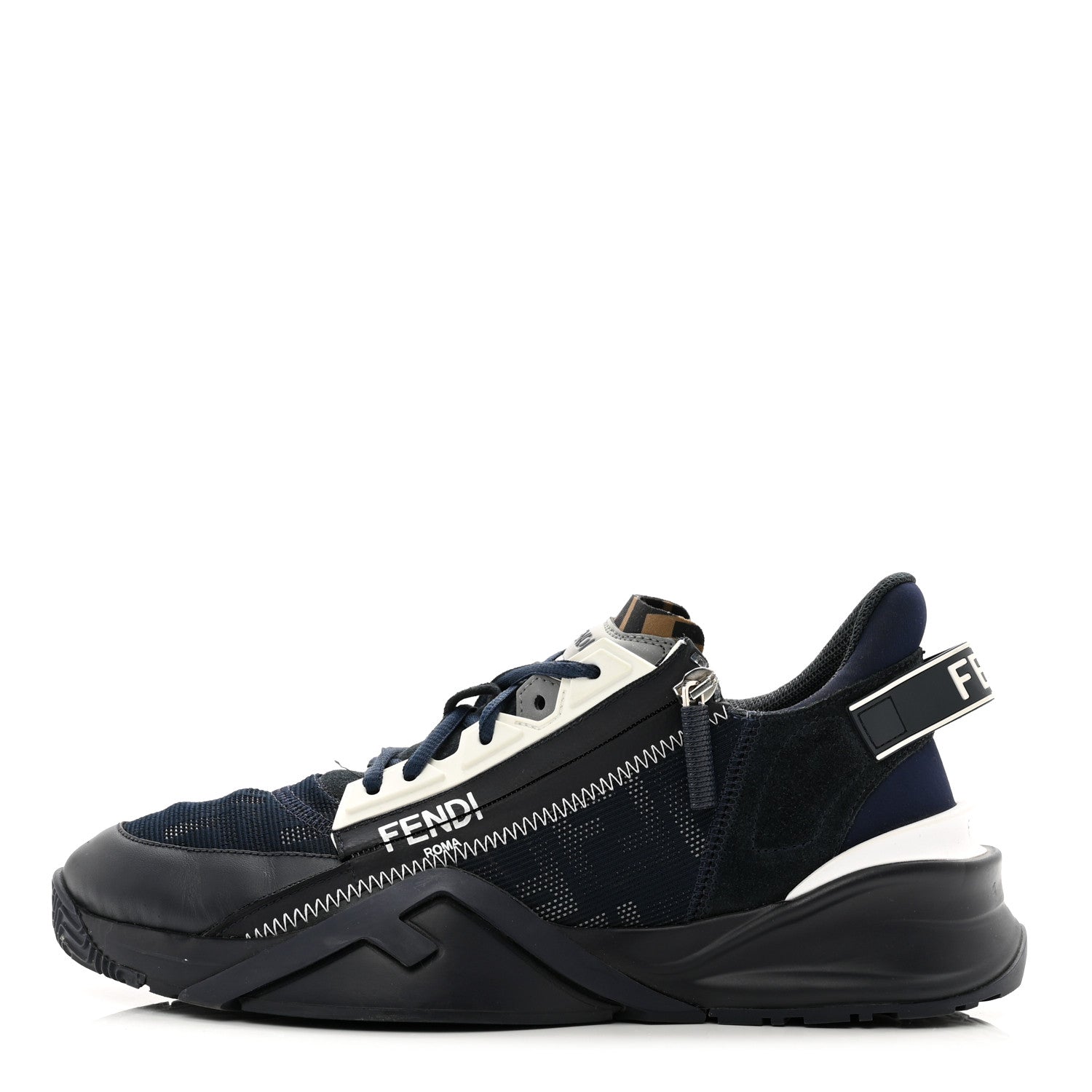 Fendi Nylon Lycra FF Mens Fendi Flow Low Top Sneakers 7 Black Navy 1 of 9