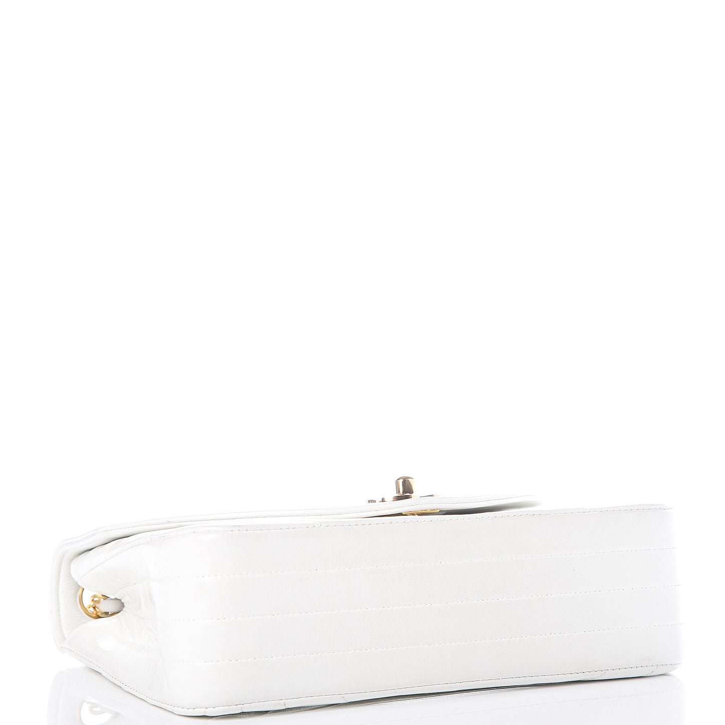 Lambskin Stitched Small Single Flap White