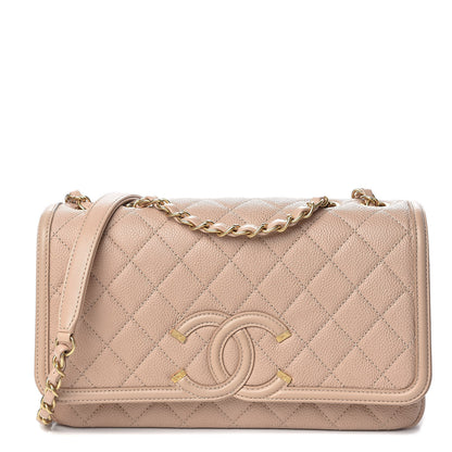 Chanel Caviar Quilted Medium CC Filigree Flap Beige 1 of 15