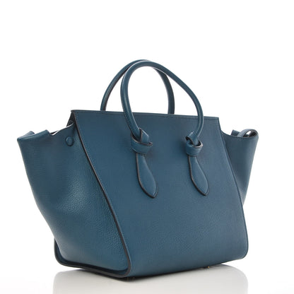 Celine Crisped Calfskin Small Tie Knot Tote Metallic Blue 4 of 7