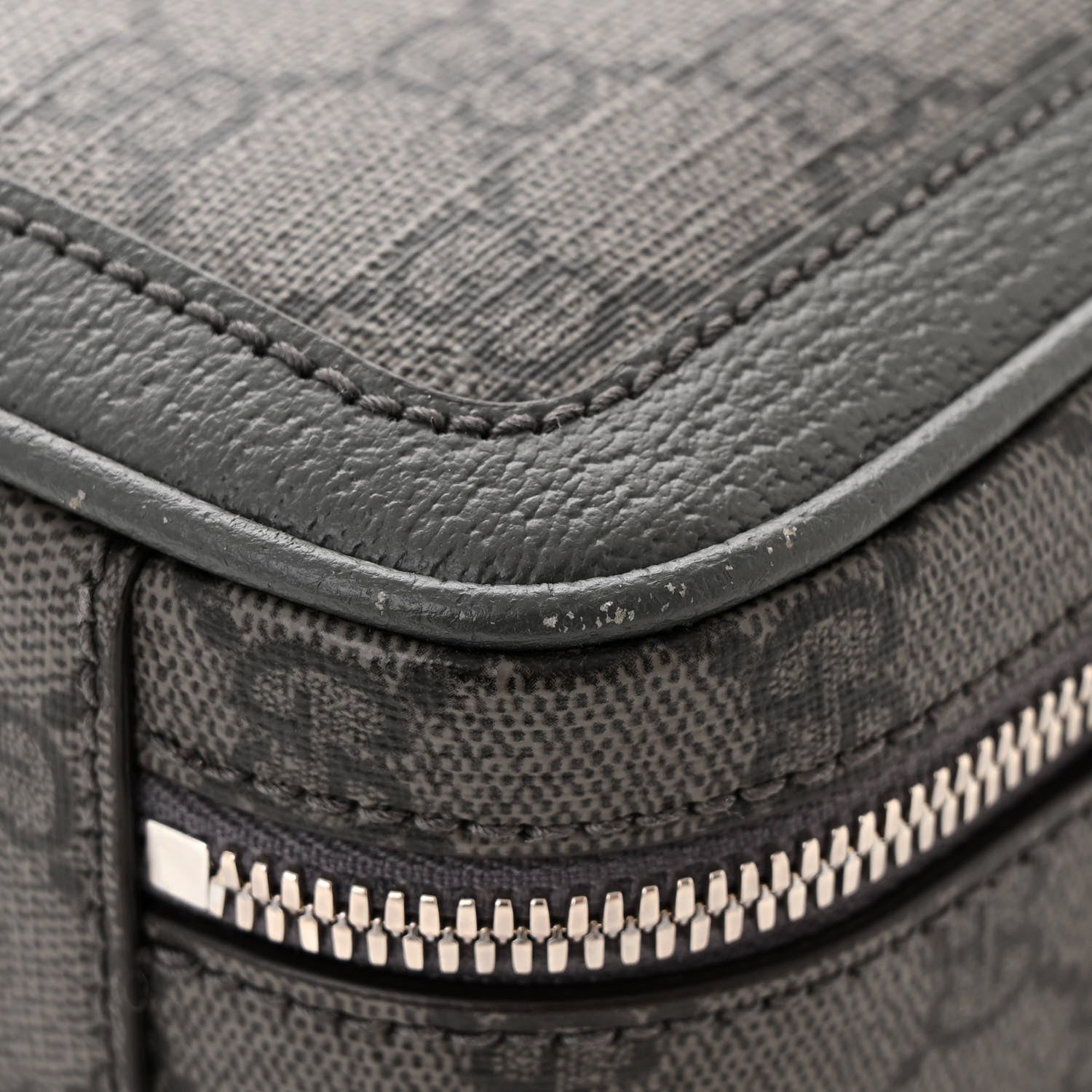 Gucci GG Supreme Monogram Textured Dollar Calfskin Small Ophidia Top Handle Shoulder Grey Black Graphite Grey 11 of 15