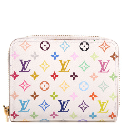 Louis Vuitton Monogram Multicolor Zippy Coin Purse Wallet White Litchi 1 of 7