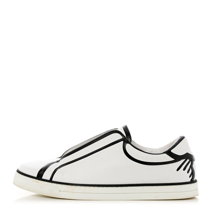 Fendi X JOSHUA VIDES Nappa Rockoclick Slip On Sneakers 37 Snow White Black 1 of 13