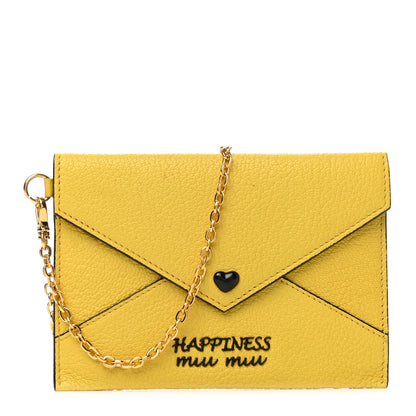 Miu Miu Goatskin Madras Forever Envelope Chain Pouch Yellow 1 of 10