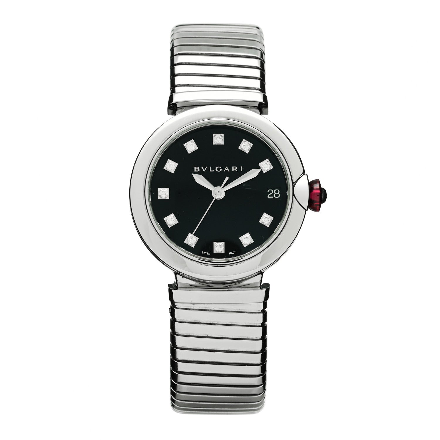 Bulgari Stainless Steel Diamond 33mm Lucea Automatic Watch Black 1 of 5