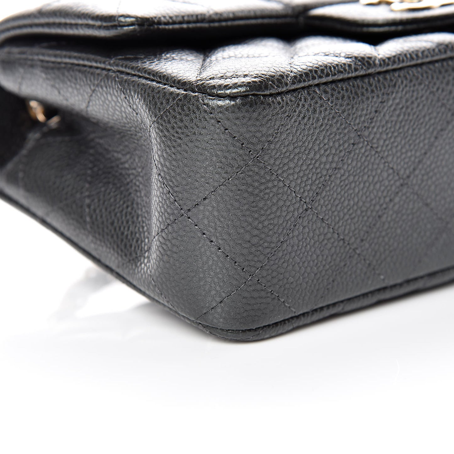Caviar Quilted Mini Rectangular Flap Dark Grey