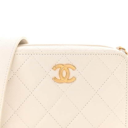 Chanel Caviar Quilted Twist Your Buttons Clutch With Chain White 8 of 11