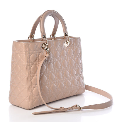 Christian Dior Lambskin Cannage Large Lady Dior Beige 3 of 11
