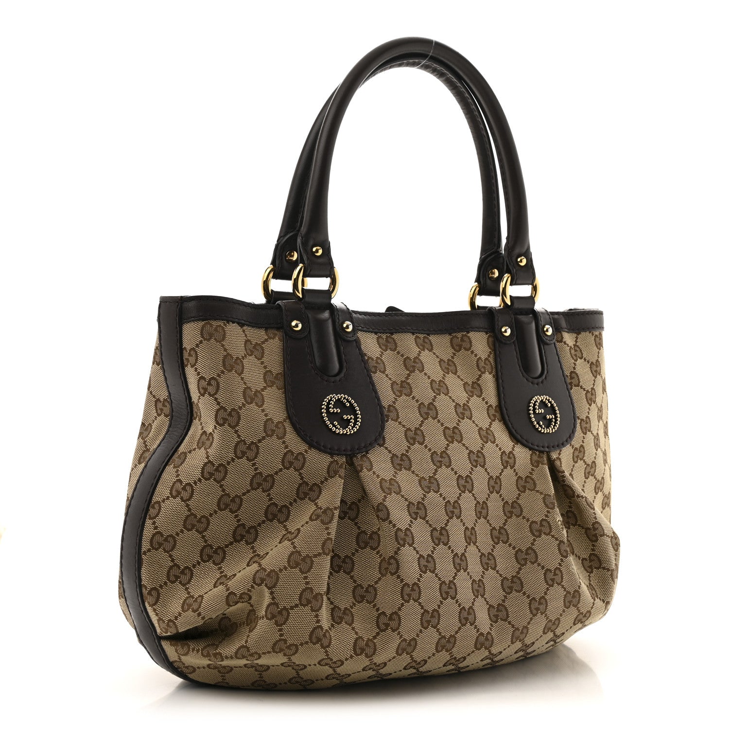 Gucci Monogram Medium Scarlett Studded Tote Dark Brown 3 of 14