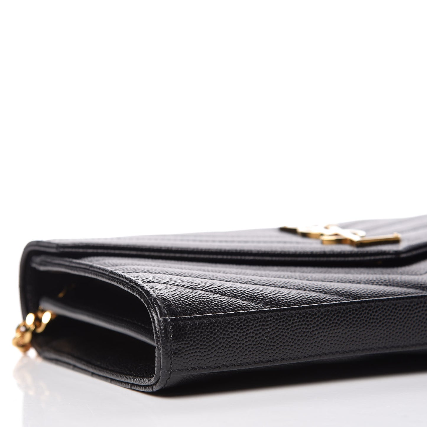 Grain De Poudre Matelasse Chevron Monogram Chain Wallet Black