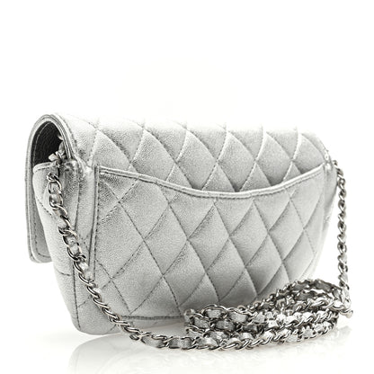 Chanel Metallic Lambskin Quilted Glasses Case With Chain Silver 4 of 11