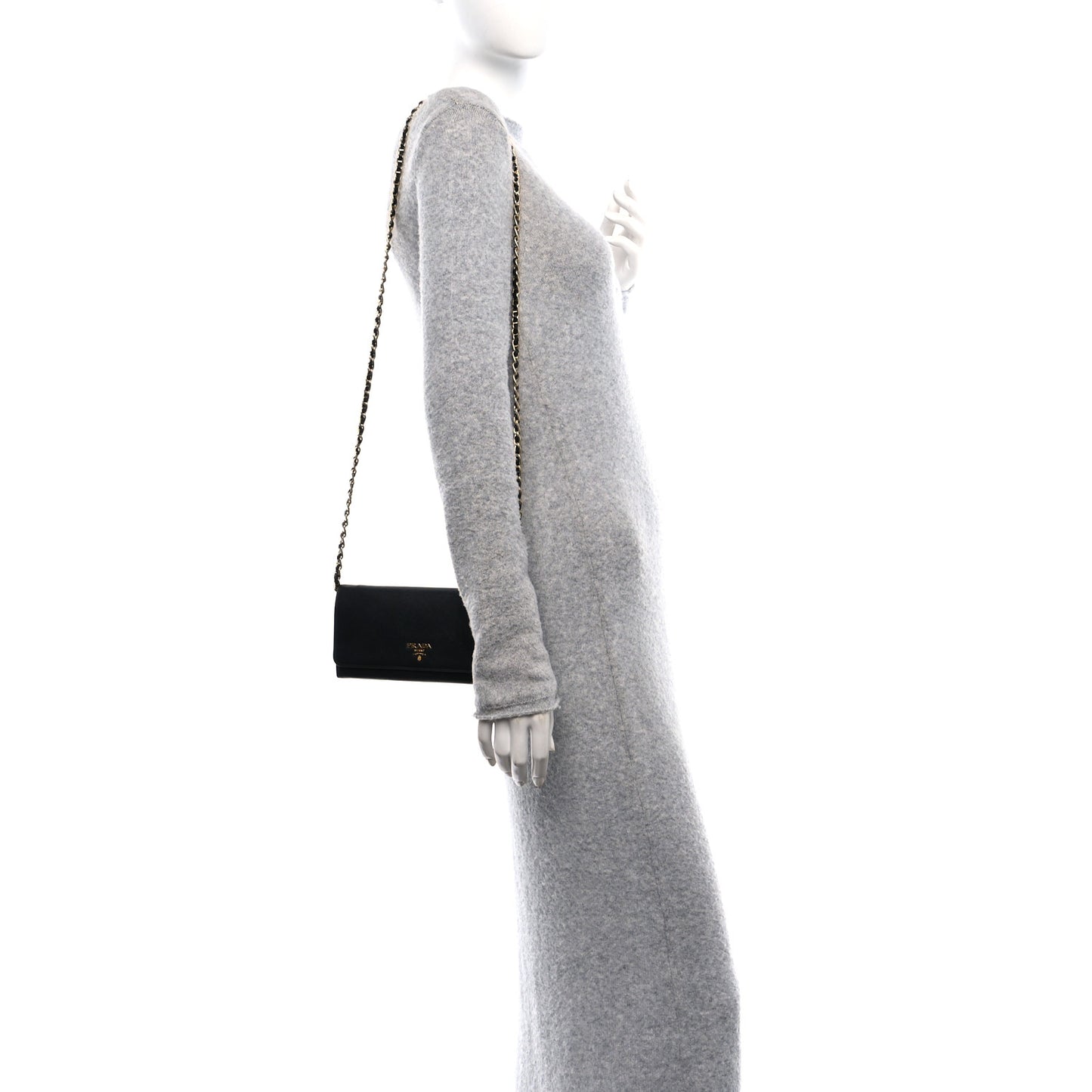 Saffiano Metal Oro Chain Wallet Black