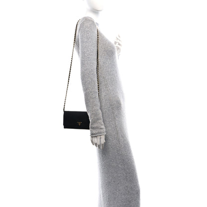 Prada Saffiano Metal Oro Chain Wallet Black 2 of 11