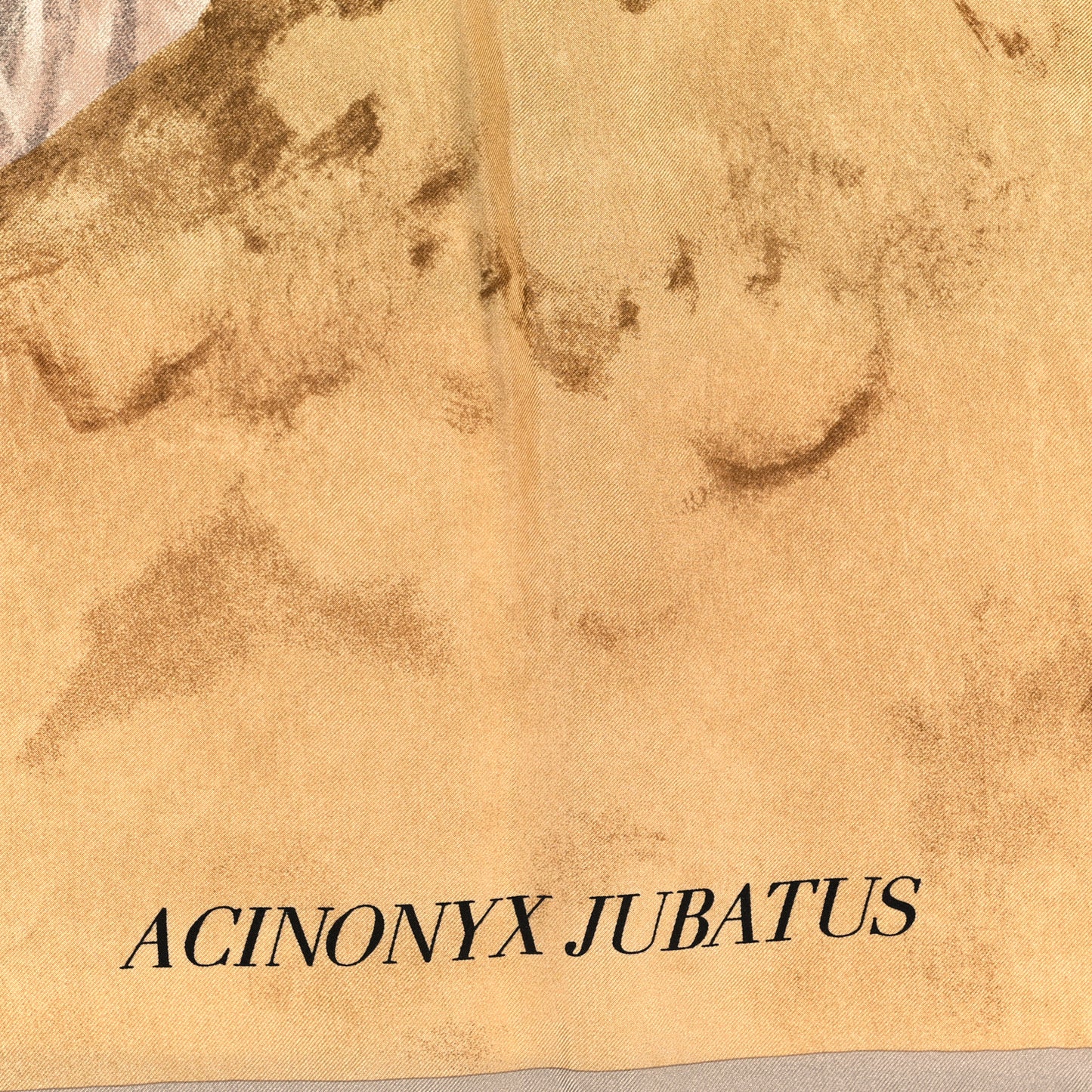 Silk Acinonyx Jubatus Wash 140 Scarf Kaki Marron Beige