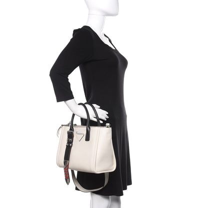 Prada Calfskin Studded Concept Top Handle Bag White 3 of 14