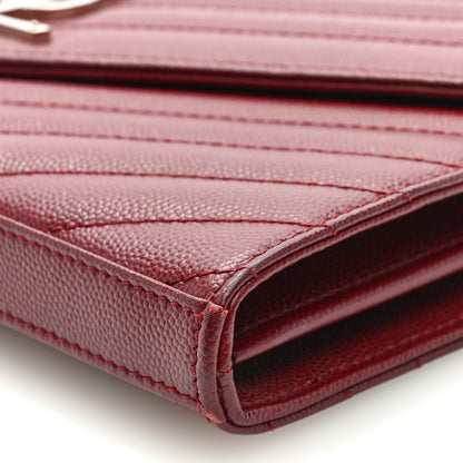 Saint Laurent Grain De Poudre Matelasse Chevron Monogram Chain Wallet Palissandre 8 of 8