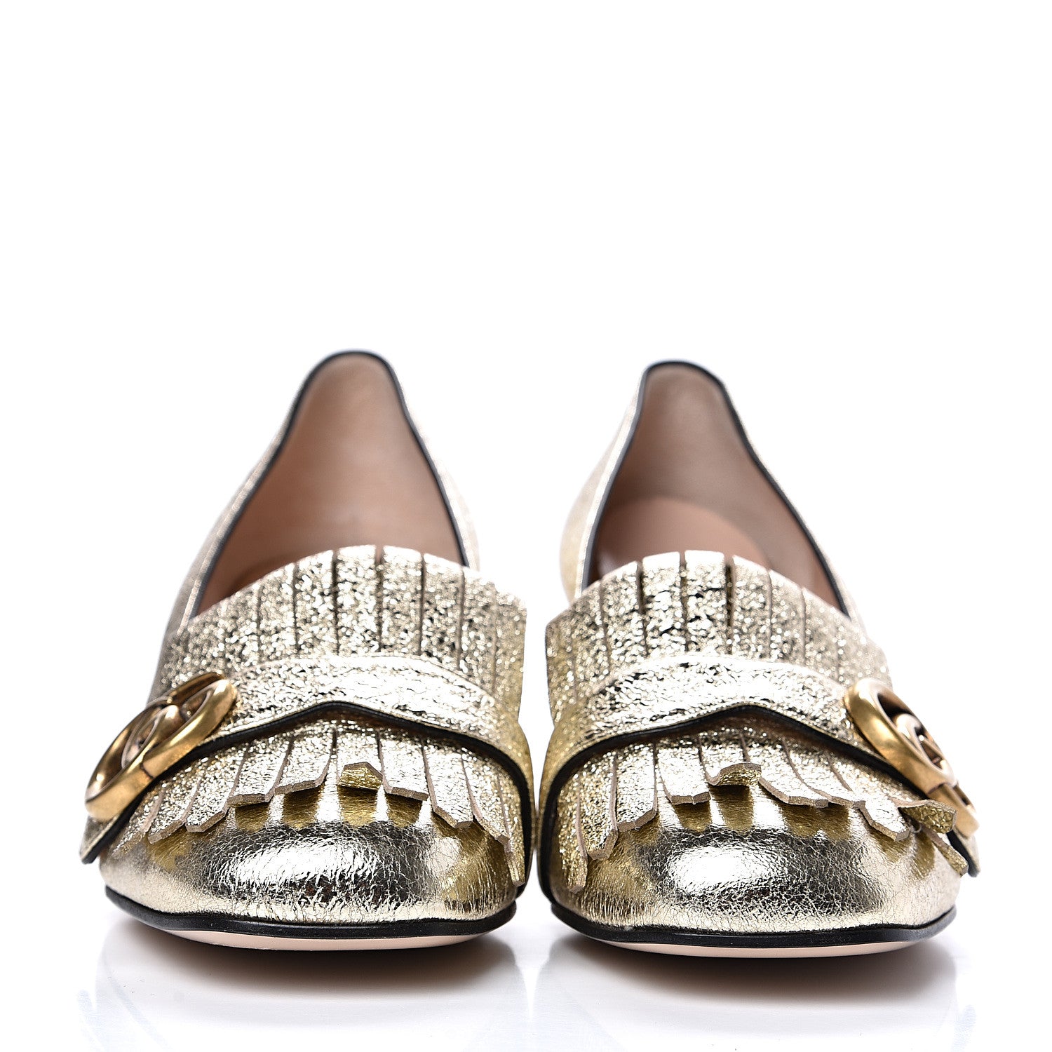 Gucci Galassia GG Marmont Fringe 50mm Loafer Pumps 39 Platino 2 of 11