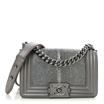 Chanel Galuchat Stingray Small Boy Flap Silver 1 of 11