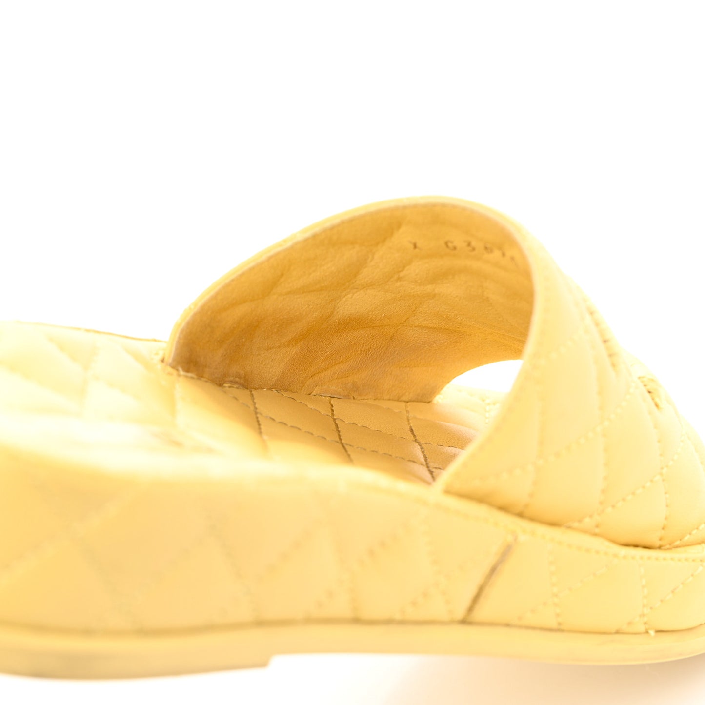 Lambskin Quilted CC Mules Sandals 38 Yellow