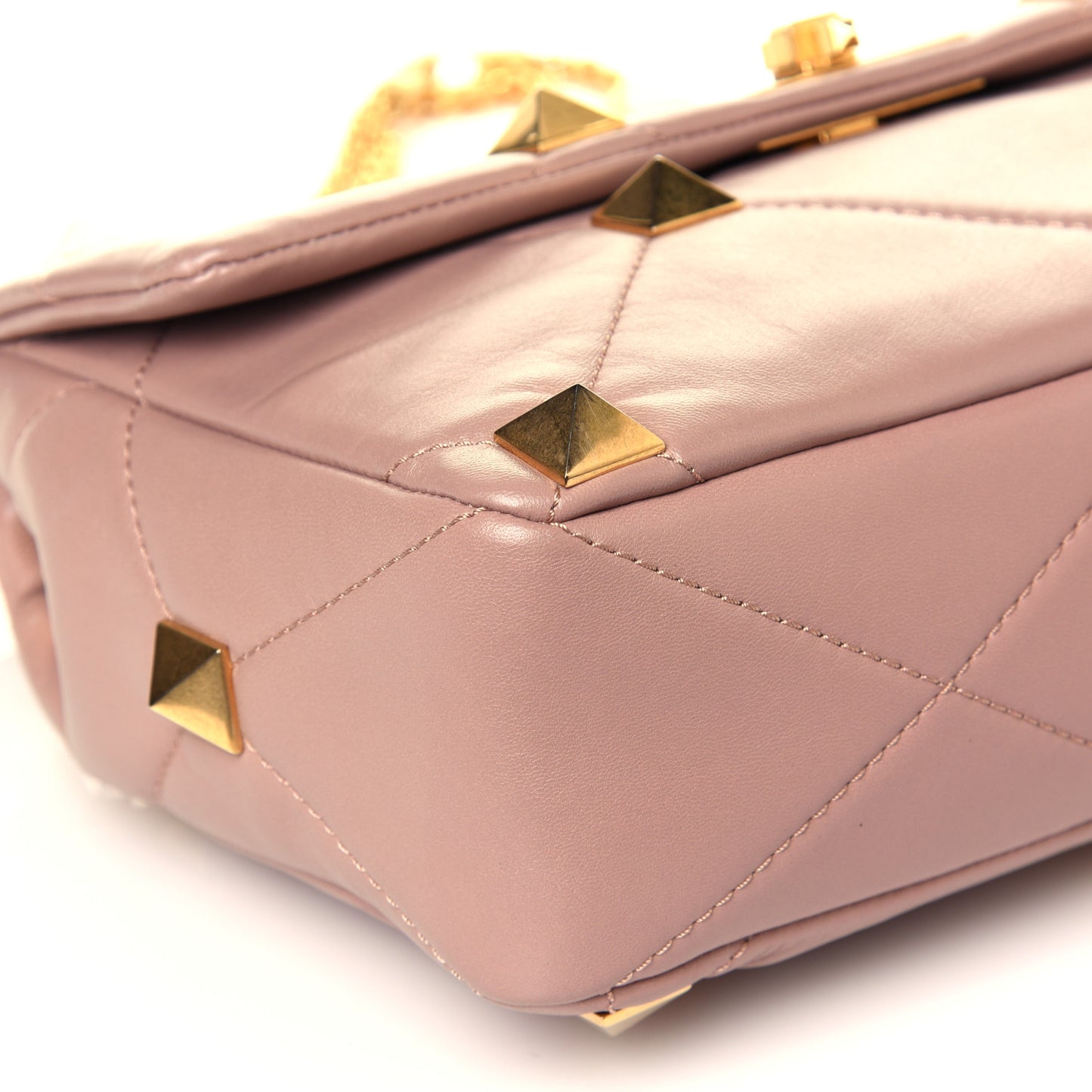 Nappa Large Roman Stud Shoulder Bag Rose Cannelle