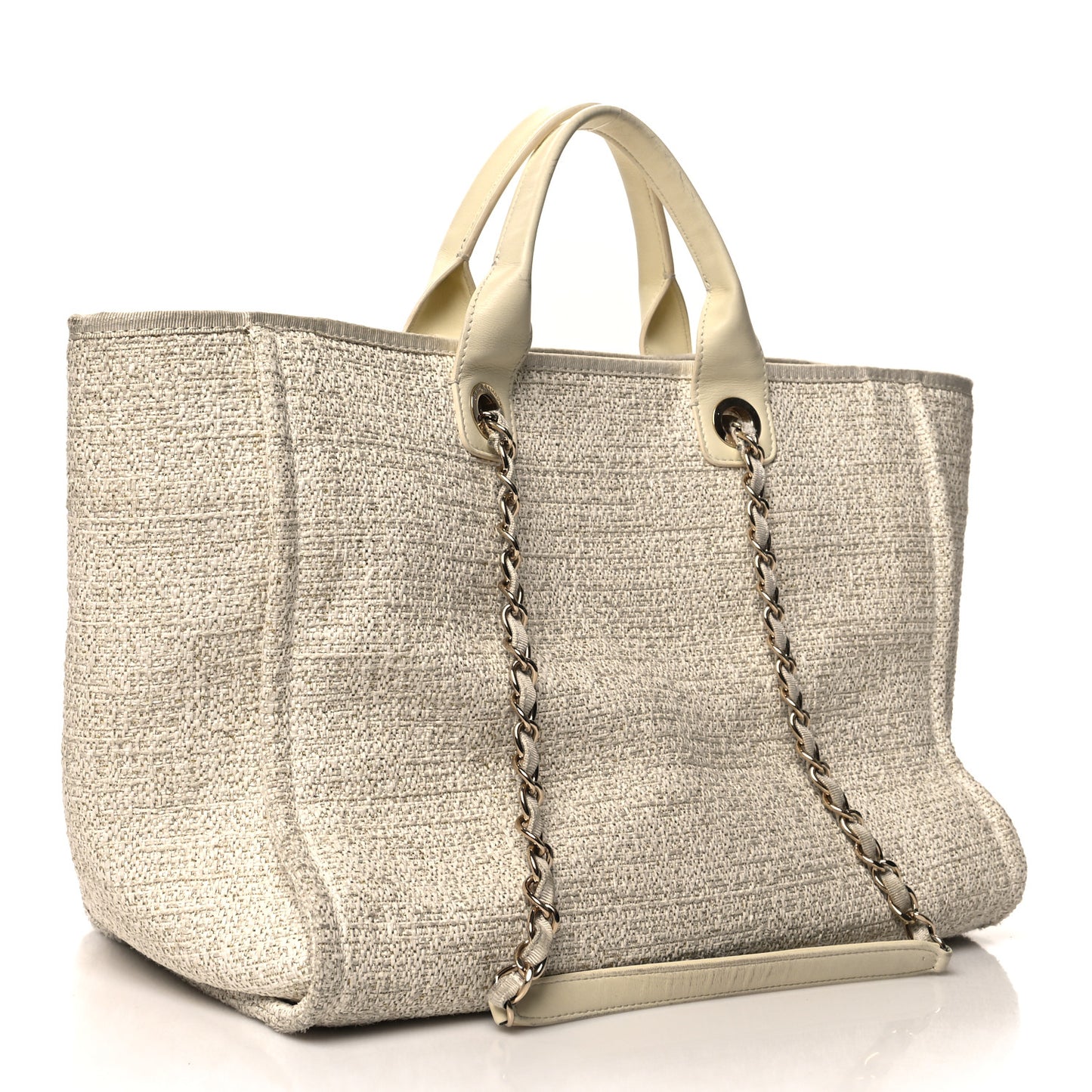 Lurex Boucle Medium Deauville Tote White