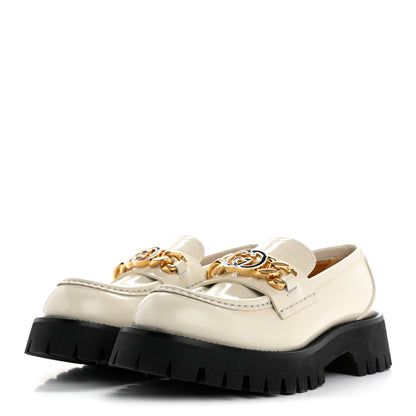Gucci Cordovan Lux Womens Jeanne Platform Lug Sole 30/45mm Loafers 36 Mystic White 4 of 12