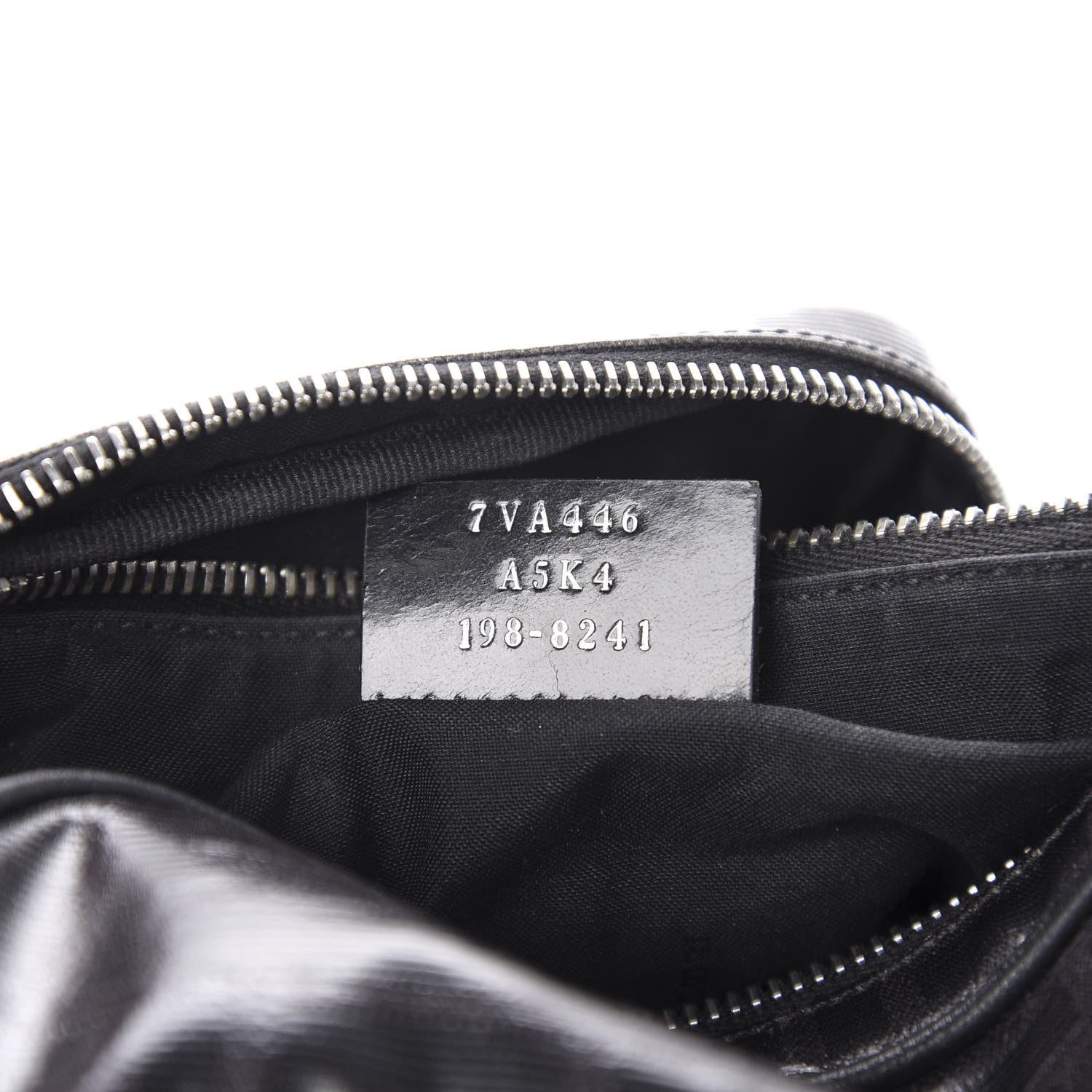 Fendi Glazed Fabric Vitello Century FF 1974 Stamp Patch Pocket Belt Bag Black 7 of 10