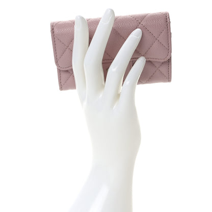 Chanel Caviar Quilted Flap Card Holder Wallet Light Pink 2 of 9