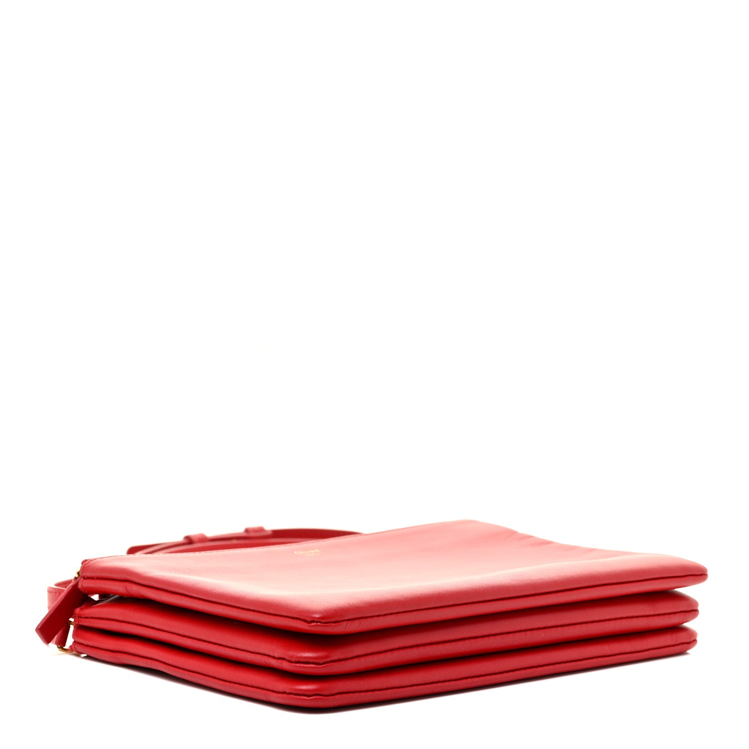 Celine Lambskin Small Trio Crossbody Bag Red 3 of 12