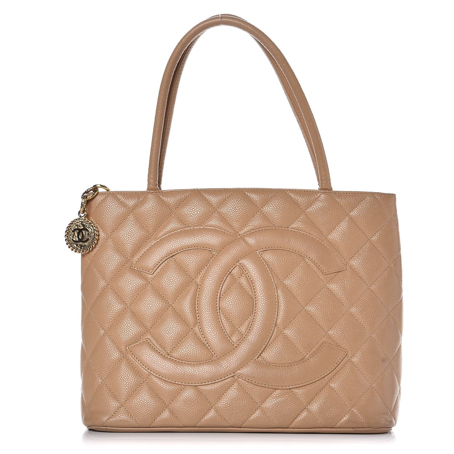 Caviar Quilted Medallion Tote Beige