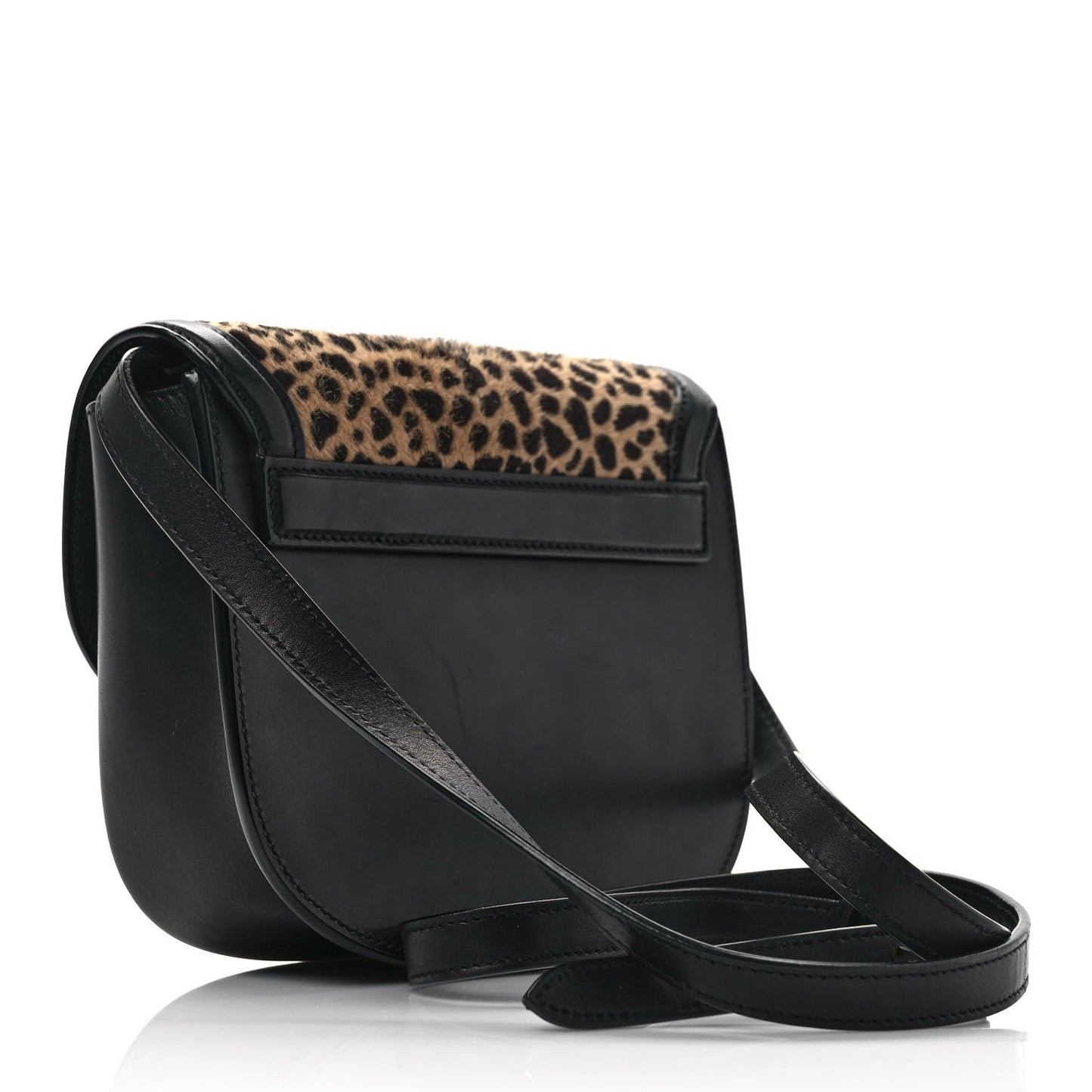 Pony Hair Calfskin Leopard Print Monogram Small Kaia Satchel Black