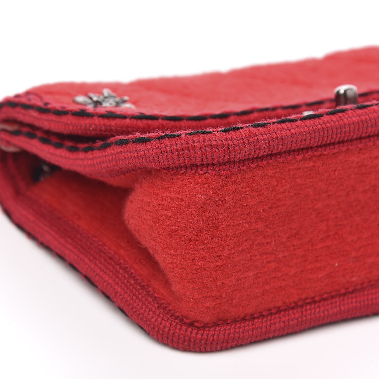 Chanel Wool Quilted Mini Edelweiss Single Flap Red 9 of 10