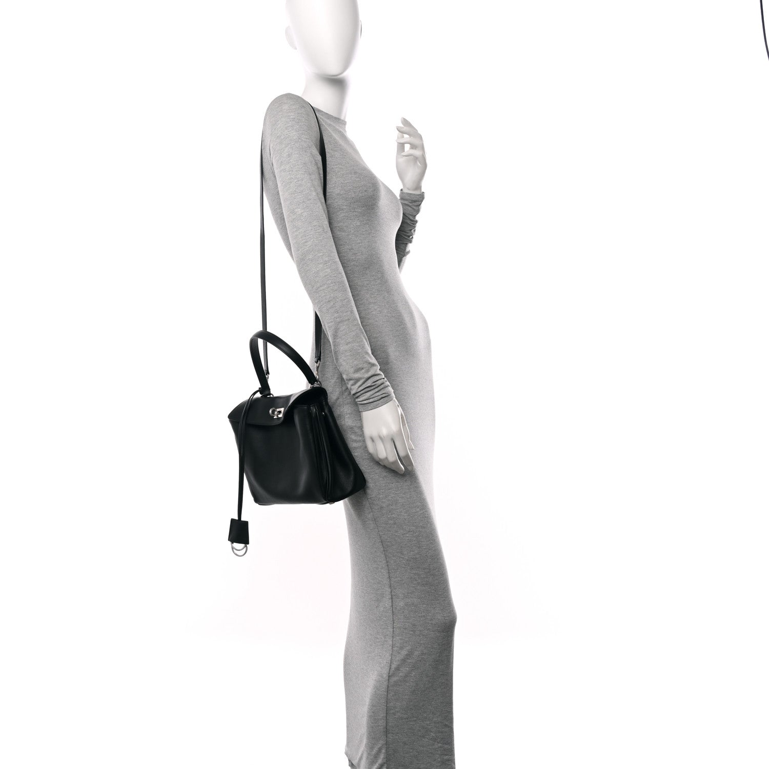 Balenciaga Natural Smooth Calfskin Small Rodeo Top Handle Handbag Black 2 of 9