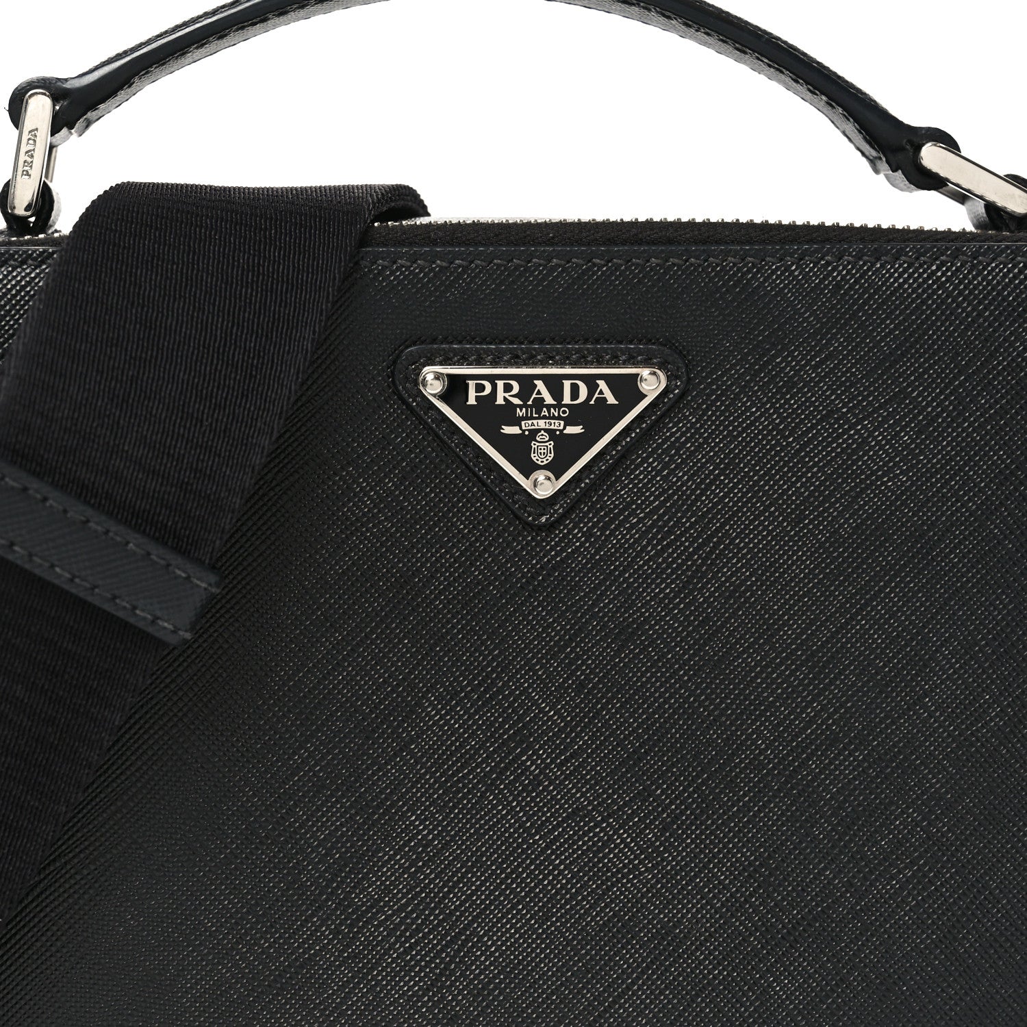 Prada Saffiano Travel Medium Brique Crossbody Bag Black 1859645