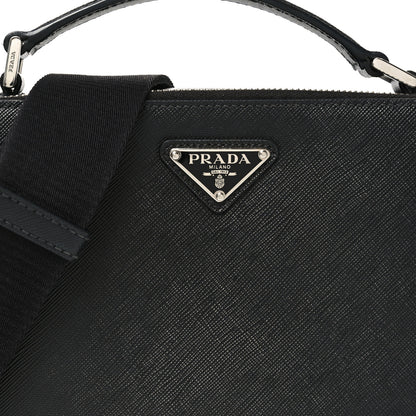 Prada Saffiano Travel Medium Brique Crossbody Bag Black Black 6 of 8