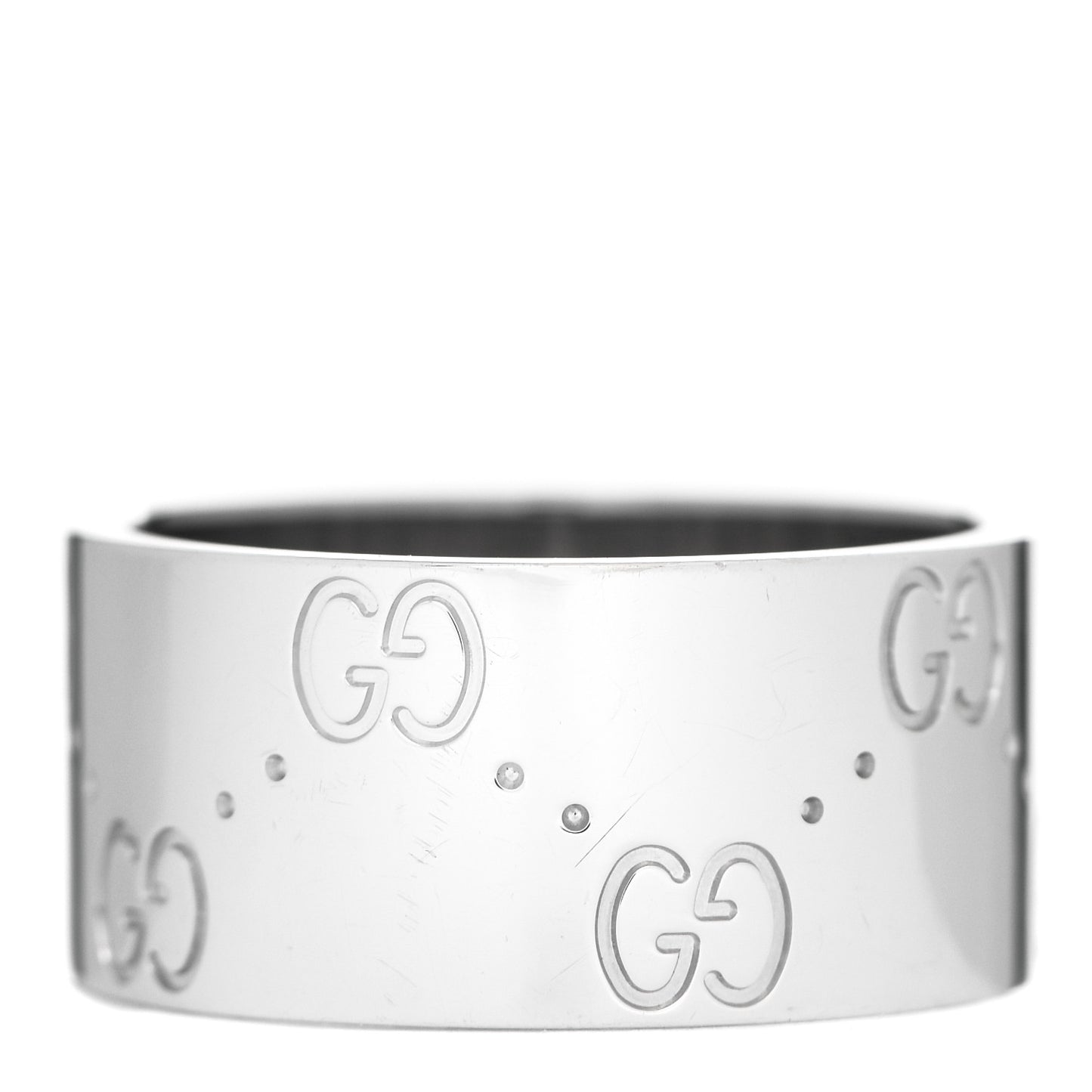 18K White Gold 9mm Icon Band Ring 53 6.25