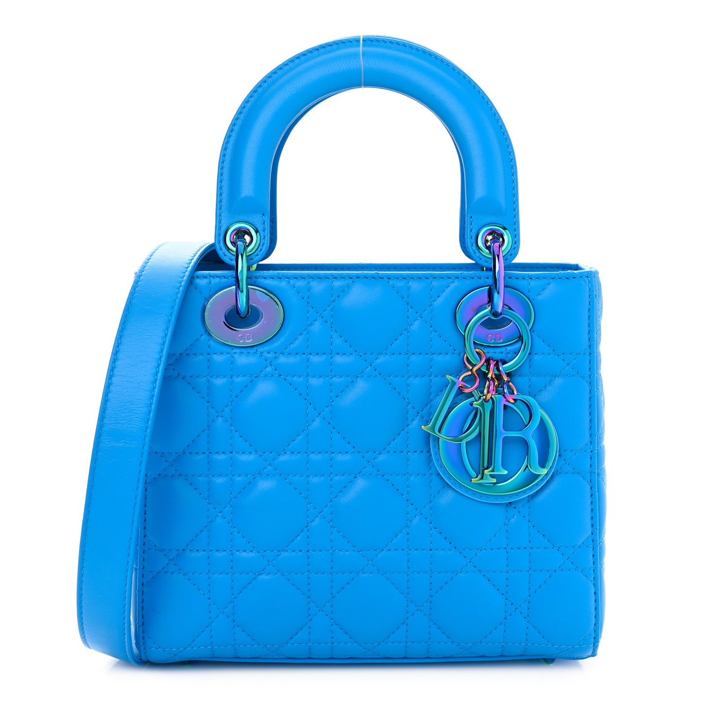 Lambskin Cannage Small Lady Dior Bright Blue