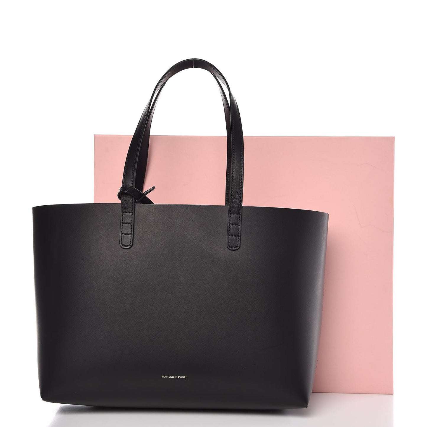 Calfskin Small Shopping Tote Black Flamma