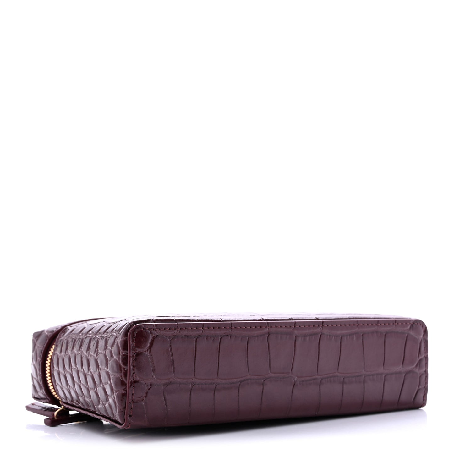 Calfskin Crocodile Embossed Crococo Exoticoco Vanity With Chain Dark Burgundy