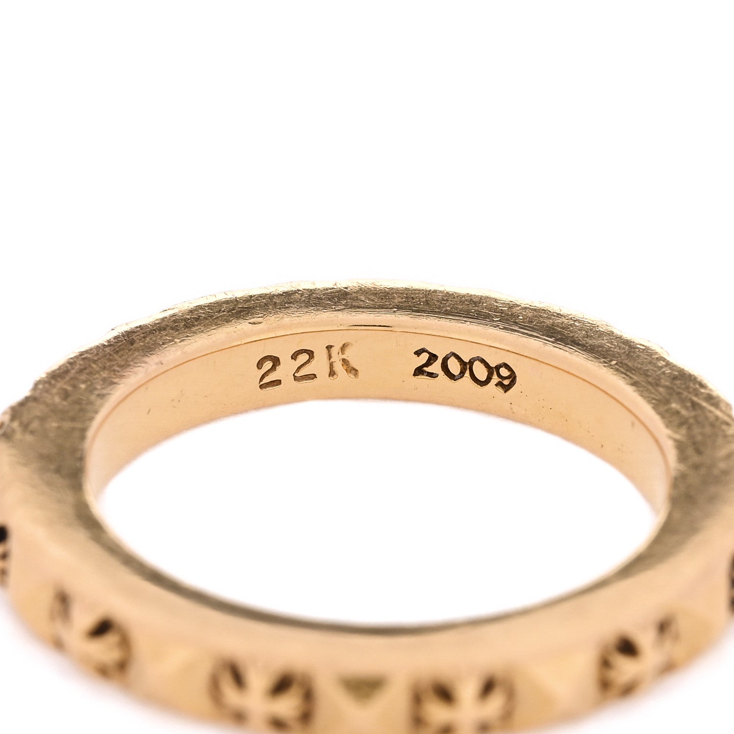 Chrome Hearts 22K Yellow Gold Punk Band Ring 53 6.5 1825688
