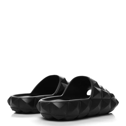Valentino Garavani Rubber Roman Stud Turtle Slide Sandals 36 Black 4 of 8