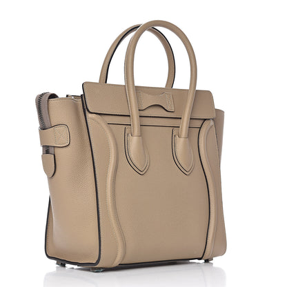 Celine Drummed Calfskin Micro Luggage Dune 3 of 10